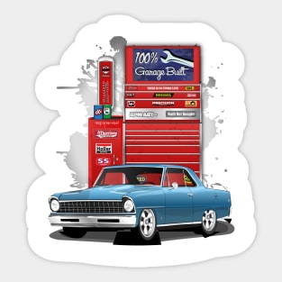 1967 Marina Blue Chevrolet Nova Garage Built Print Sticker